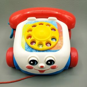 Vintage Fisher Price Chatter Phone 2000 Telephone Pull Toy w Moving Eyes GUC.